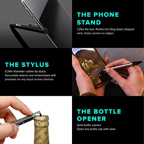 ATECH The Original Multifunction Pen 7 in 1 Tech Tool Pen with Ruler, Stylus, Bottle Opener, 2 Screw Driver, and Phone Stand, Multi Tool Fit for Mens survival (Black)