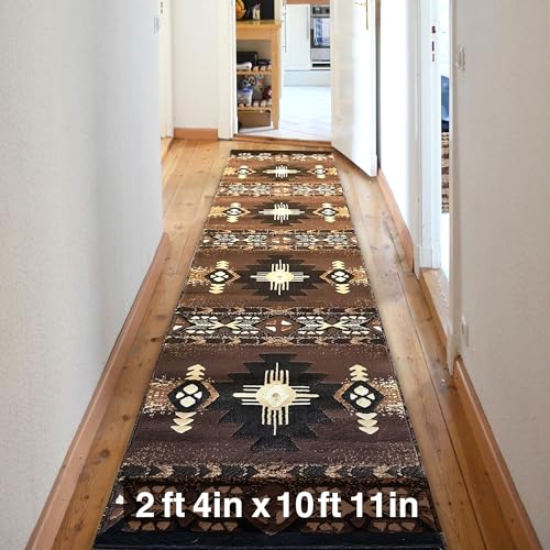 Tapete decorativo tribal YHSF chocolate 2.4x10.11 pies
