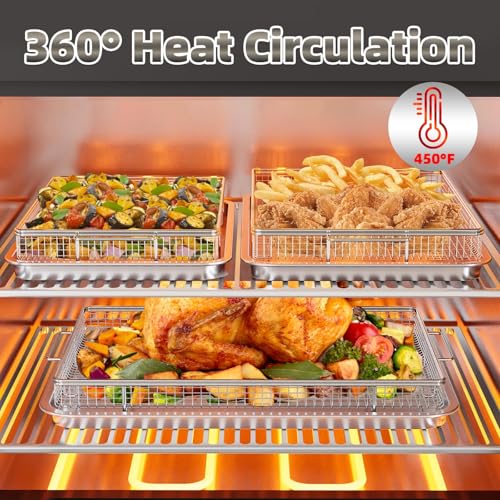 Image of Air Fry Basket for Oven, 25% Thicker, OPENICE 3 Set Oven Air Fryer Basket and Tray with Magnetic Cheat Sheet, Crisper Tray and Pan for Oven with Air Fry Option