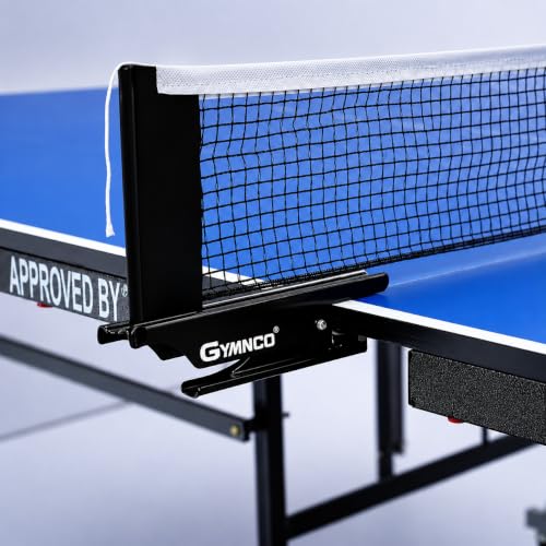 Image of GYMNCO Practice Full Size Table Tennis Table with Wheel & Laminated Top, Table Cover, 2 Tt Racket & Balls, Blue (17 MM)