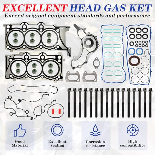 Image of Cylinder Engine Gasket Set with Bolts 3.6L V6 | 2011-2016 Chrysler 300 /200, Dodge Charger Challenger Avenger Ram 1500 /Promaster 1500 /2500 /3500, Jeep Wrangler Grand Cherokee