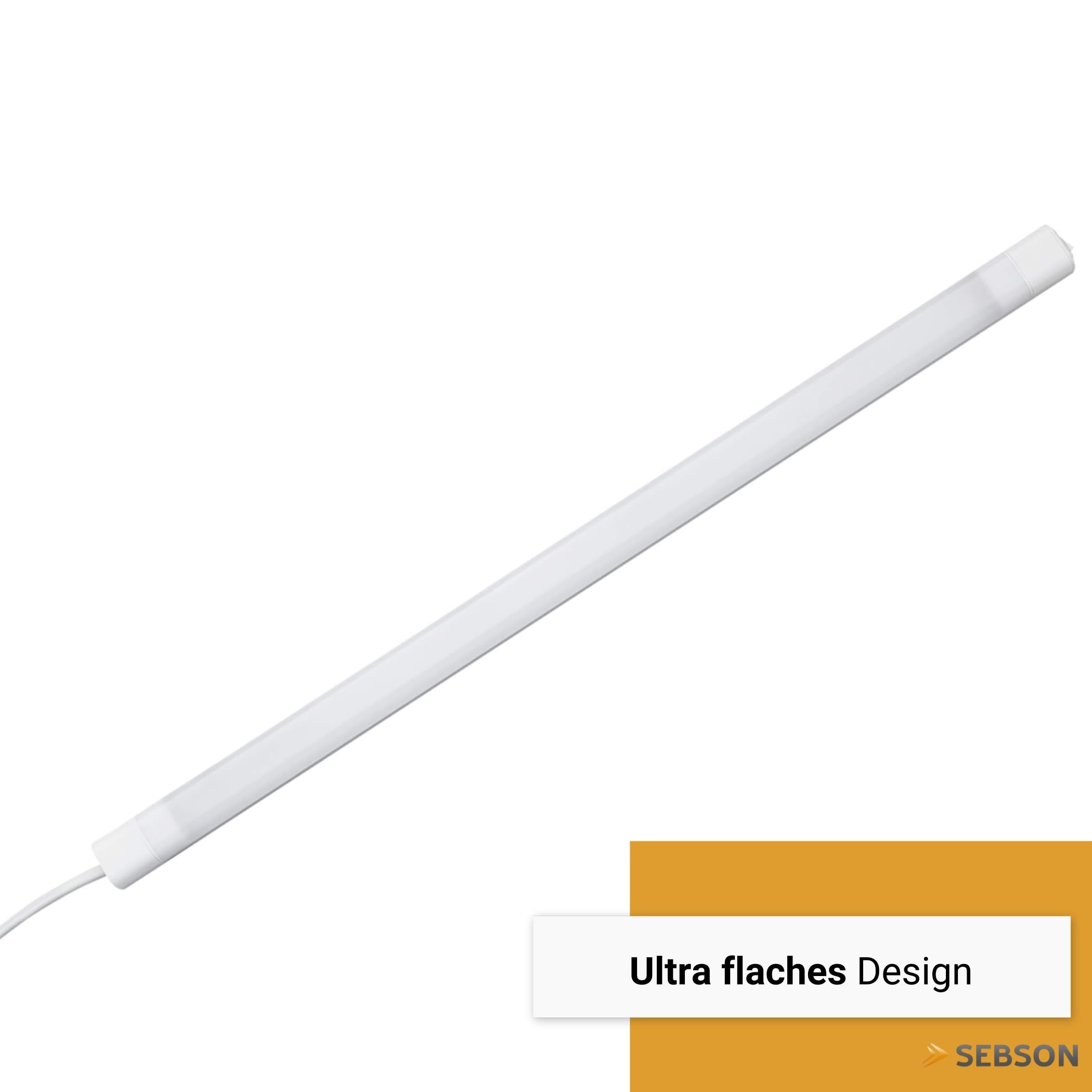 SEBSON LED Unterbauleuchte Küche 80cm, Neutralweiß, LED Lichtleiste 230V - Stecker & Schalter, Indirekte Beleuchtung, Schrankbeleuchtung 24x13x800mm