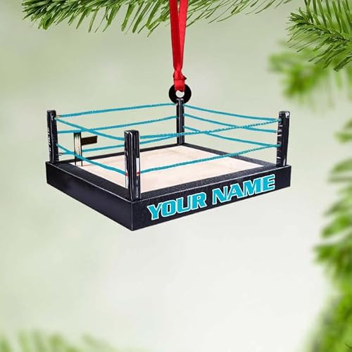 Personalized Wrestling Christmas Ornament 2025, Custom Name Acrylic Ornament for Wrestlers, Boxing and MMA Lovers Gift, Sports Ring Tree Decoration, Gym Coach Holiday Keepsake