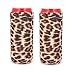 2pcs Neoprene Slim Beer Can Cooler Tall Stubby Holder Foldable Stubby Holders Beer Cooler Bags Fits 12oz Slim Energy Drink & Beer (Leopard)
