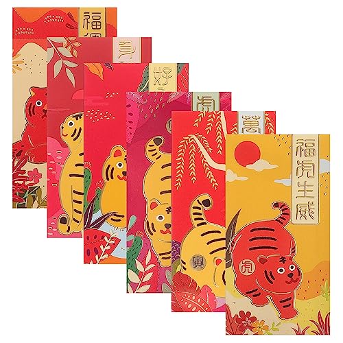 FOYTOKI 36St Year Of The Tiger Rött Kuvert Bröllopspresentkort Tecknad Plånbok Bröllopsfavörer Hongbao Kuvert 2022 Nyår Hongbao Lucky Money Kuvert Presentutgivande Röda Paket Festligt