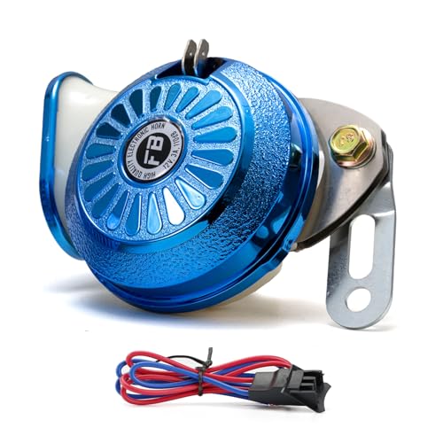 AOLIHAN 3-Tone Car Horns Kit,Loud Snail Electric Horn with Different Sounds,118dB Truck Horns 12V Fashionable Blue Single Moto Horn