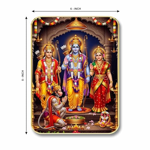 Image of SAF Divine Ram Darbar Wall Art with Table Top Stand & Wall Hanging Hole | Premium MDF Religious Painting for Mandir Living Room Bedroom Office Home Decor Gift