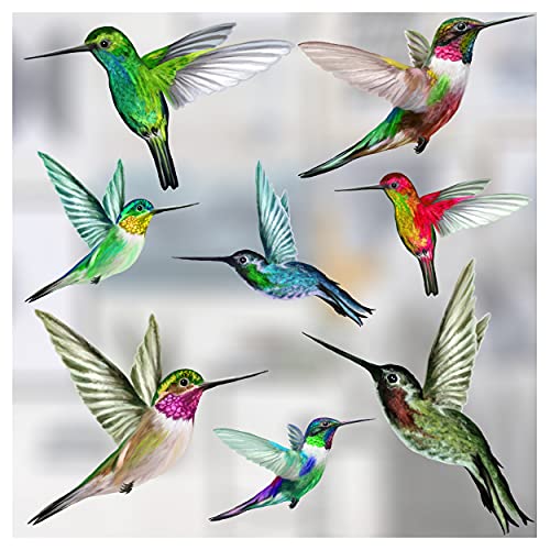 Stickers pour fenêtre | 8 Superbes autocollants décoratifs au Motif Colibri | Stickers Anti Collision Oiseaux