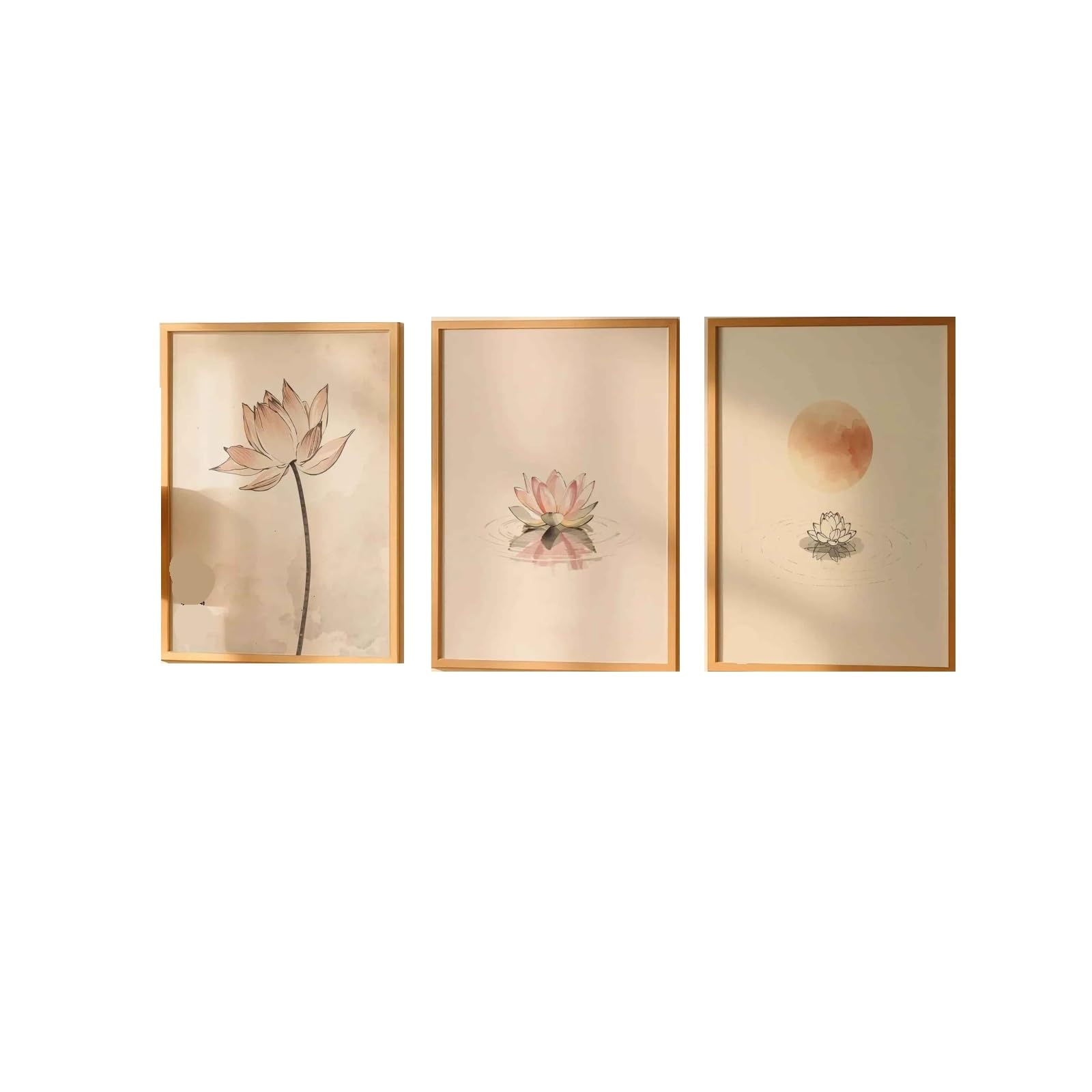 3pcs Ink Wash Lotus Canvas Wall Art Watercolor Printing For Serene Home Decor Ideal Festival Housewarming Gifts(50x70cm Unframe)