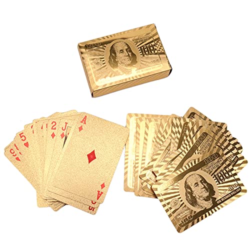 WeKonnect; Unique Golden Playing Cards/Poker Cards | Waterproof PVC Premium Plastic Golden 2 Deck of 54 Cards in Each Deck | for Kids and Adults (Gold - Pack of 2)