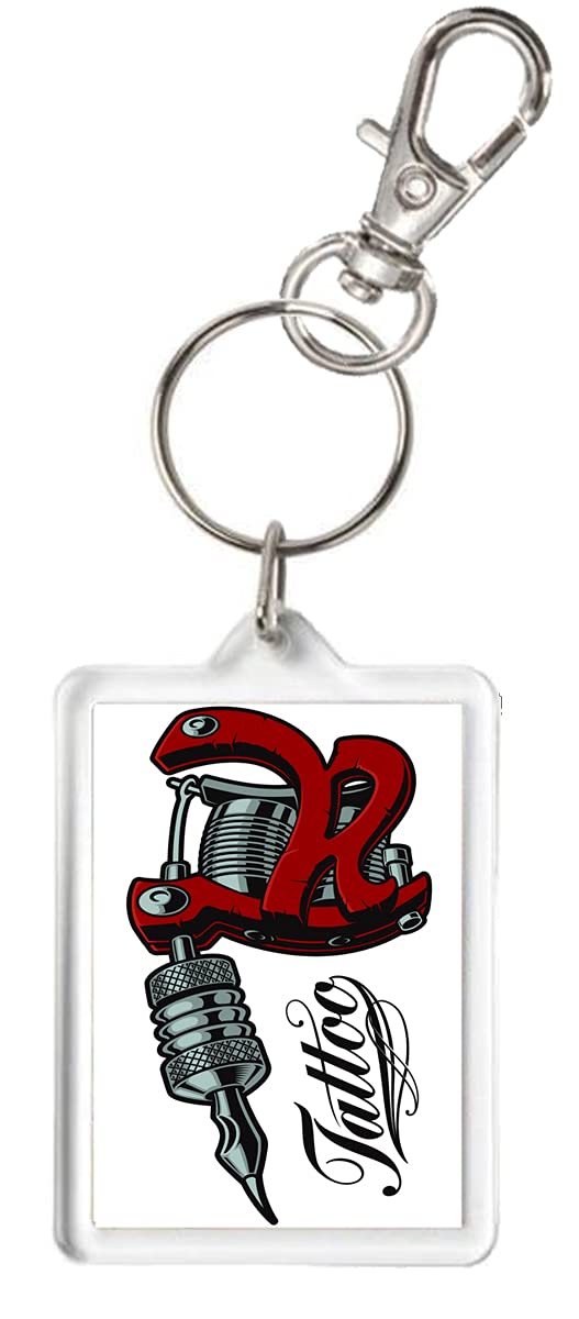 Kazmugz Multicolour Tattoo Gun Keyring, Tattoo Design. Exclusive Kazkeyz Design. Novelty Gift Keyring Or Bag Tag Key Holder.