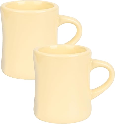 Juego de 2 tazas de café de cerámica vintage, tazas de comedor retro pesadas de 10 onzas, gruesas y resistentes para café, cacao o leche, aptas para