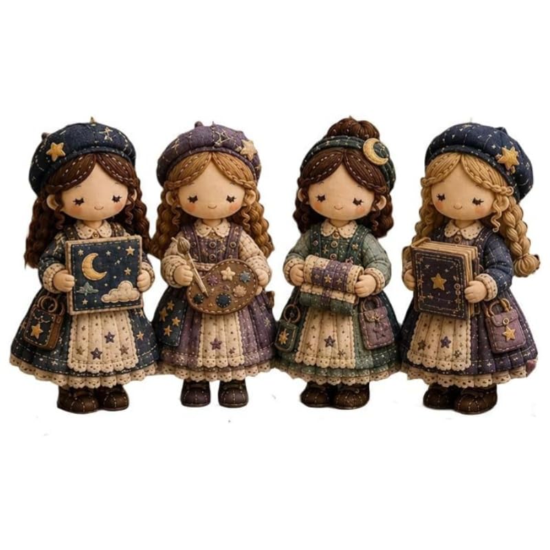 Tiny Worlds Collection Patchwork DIY Kit,Felt Doll Sewing Craft, Beginner Friendly,Includes All Materials,Multiple Themes,for Beginners Holiday & Birthday Gifts (Moonlight Atelier)
