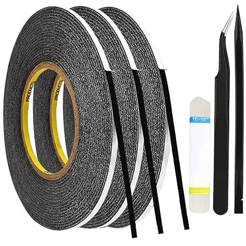 ZHUROUPU 1Mm * 50Mの電話修理テープのiPadのタッチ画面修理テープLEDのタッチ画面の粘着テープ両面接着ステッカーテープ含んでいるピンセットか薄いプライ刃かプラスチックSpudger (6部分)