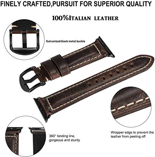 Image of HUAFIY Compatible for Apple Watch Bands 42mm 44mm45mm46mm 49mm 38mm 40mm41mm, Genuine Leather Band Strap for iWatch Series 11 /10 /9 /8,7,6,5,4,3,2,1, Ultra3 2 1