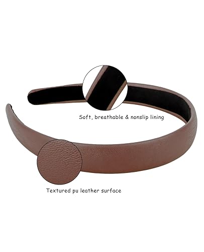 Miniatura 10 de Wecoe 1 diadema negra para mujer de 0.6 pulgadas, diadema estrecha de poliuretano para mujeres y niñas, antideslizante, a la moda, gruesa,