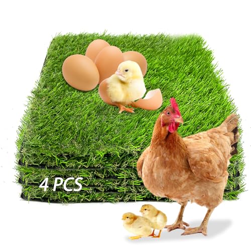 Image of 4 Pack Washable Chicken Nesting Pads Artificial Grass Rug Carpet Cuttable Chickens Nest Box Bedding Liners for Hen Coop Egg Duck Chicks Goose