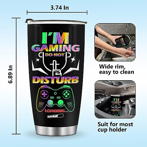 Jekeno Gamer Mug Tumbler Gifts for Boys - Men Kids Teens Gaming Gamepad Game Controller Presents Easter Birthday Christmas Son Husband Father Dad Boyfriends Coffee Cup 20oz Stainless Steel