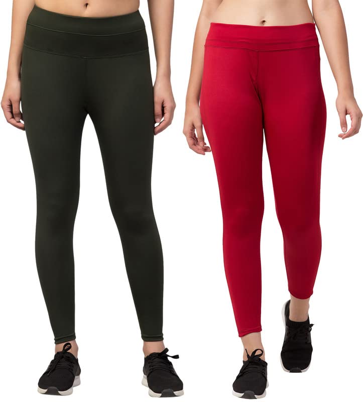Image of BLUECON Gym wear Leggings Ankle Length Workout Pants | Stretchable Tights | Mid Waist Sports Fitness Yoga Track Pants for Girls & Women (Pack of 2)