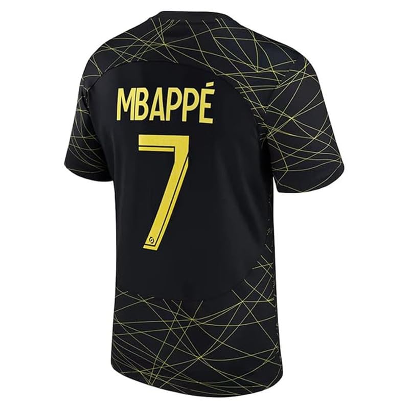 RJM Sports Soccer Football Mbappe 7 Black PSG Jersey Football T