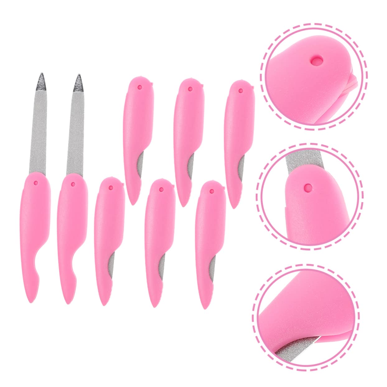 Lima per Unghie Pieghevole Mini in Metallo Abs, 8 Pezzi | Rosa, Uso Domestico e Salone, per Limatura e Levigatura della Superficie, Formato Compatto
