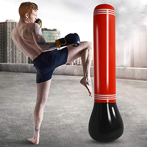 SUNSHINEMALL Inflatable Punching Tower Bag Boxing Column Tumbler Sandbags Fitness/Training/Fun Activity, Boxing Target Bag for Children Teens Adult (Red) Product Name