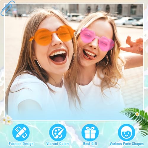 Pibupibu 24/48 Pack Mixed Rimless Colorful Party Sunglasses Bulk, Fun Party Glasses Photoshoot Prop Costume Eyewear3