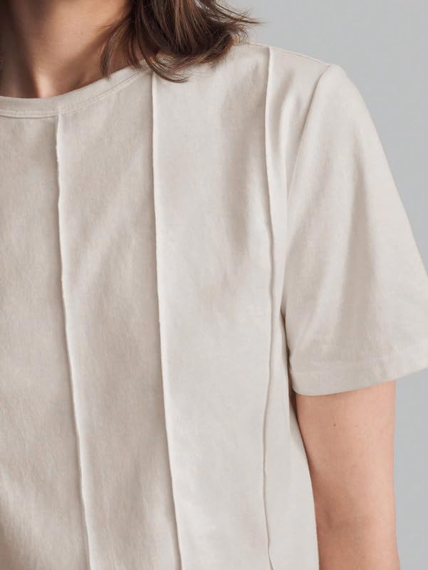 Image of DTR FASHION Women's Pure Cotton Styled with Vertical Pintuck Pattern Solid T-Shirt | Western T-Shirts for Women
