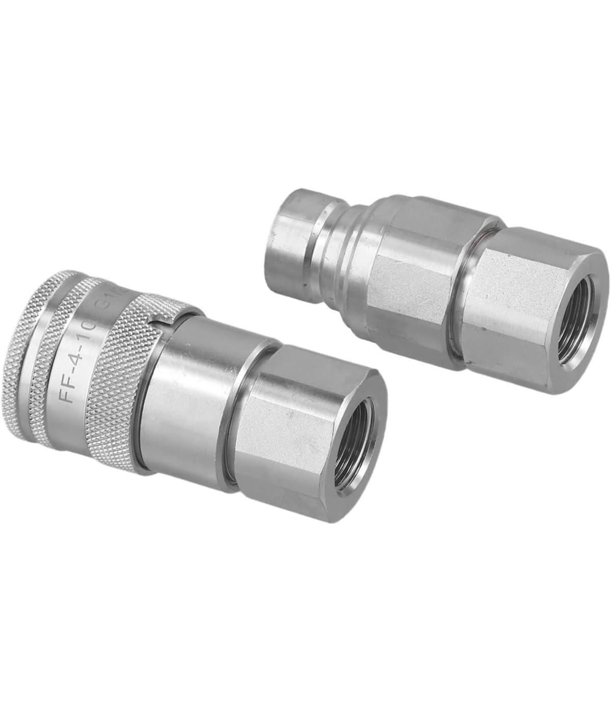FF płaskie szybkozłącze hydrauliczne, adapter hydrauliczny, kompatybilny z armaturą NPT 1/4 3/8 1/2 3/4, srebrne, 2 sztuki (G3/4)
