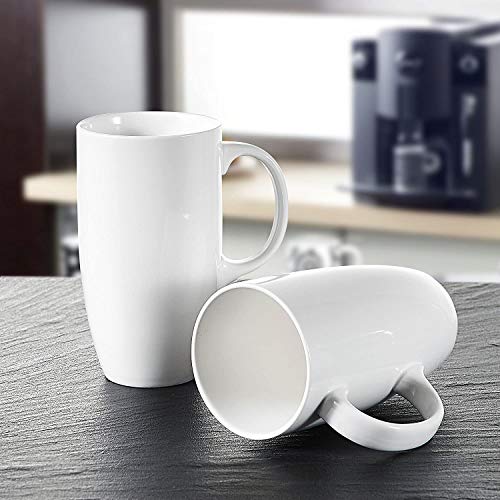 Panbado Lot de 2 tasses en porcelaine, DE Tasse en céramique pour café thé Eau, 21 g/630 ml, Blanc