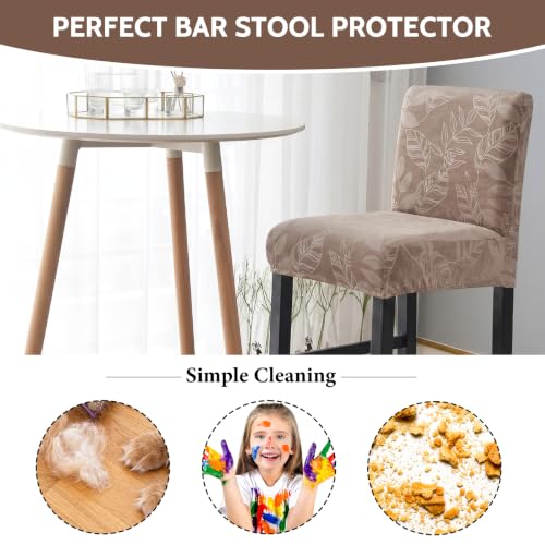 Image of FUANGUI Bar Stool Covers Set of 4, Stretch Bar Stool Seat Covers | Washable Removable Bar Chair Covers with Backs Slipcovers, Bar Chair Covers Square for Kitchen Dining Room Cafe