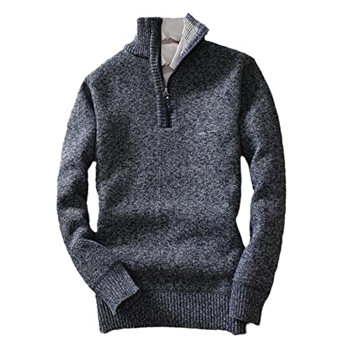 Pull en polaire pour homme Kelsiop col roulé chaud hiver bleu M