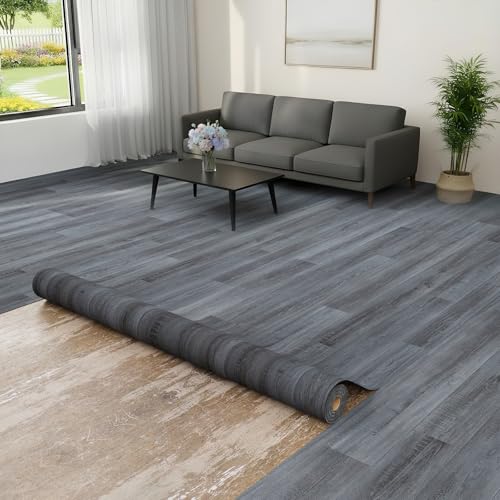 Homease 0.5mm Dark Grey Oak Vinyl Flooring Roll 39.4" x 196....