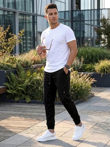 Image of ANNI Designer Men Cargo Pants Cotton Solid | Cargo Pants for Men | Mens Cargo Trouser | Multi Pocket Cargo Pant Regular Fit | Casual Stylish Bottom Wear for Mens Comfortable Clothing