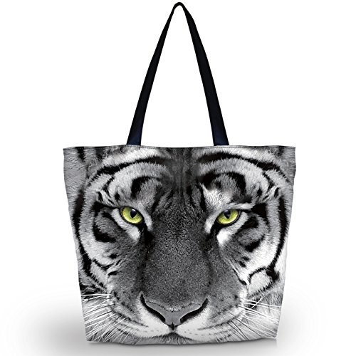 Strandtasche, Reisetasche, Einkaufstasche für Damen, faltbar, wasserdicht, abendliche Handtasche, Cool Tiger (Grau) - LYSB01DK3AY6I-OFFSUPPLIES Cover