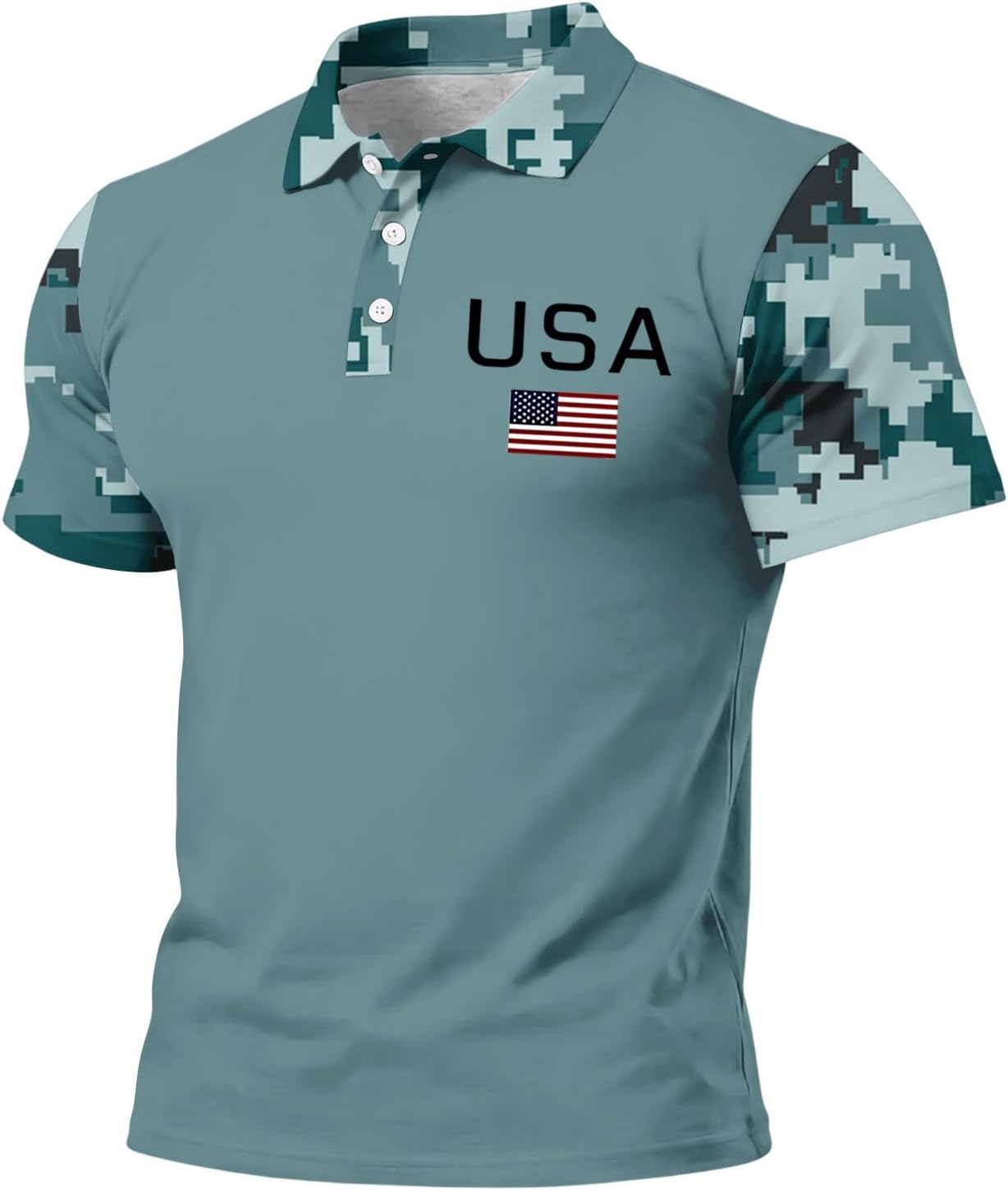 Ymosrh Men's Patriotic Polo Shirts Short Sleeve America Flag Print Casual Athletic Workout Tennis Golf Shirts, S-4XL