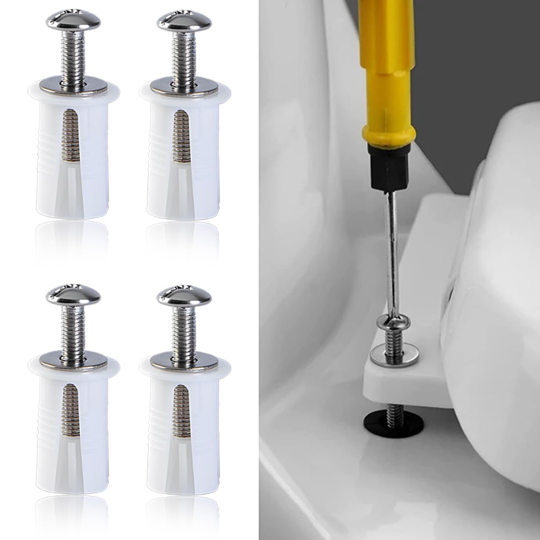 Set Di 4 Viti Per Sedile WC Con Dadi Di Gomma - Fissaggio Antiscivolo Per Water - Foto 11