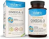 Omega-3 Wild Caught Fish Oil 2400 mg | Triple Strength EPA 860 mg + DHA 630 mg | 180 Softgels | Lemon Flavored, Burpless, Enteric Coated | for Heart Health, Joint Health, Mood Support, Weight Loss