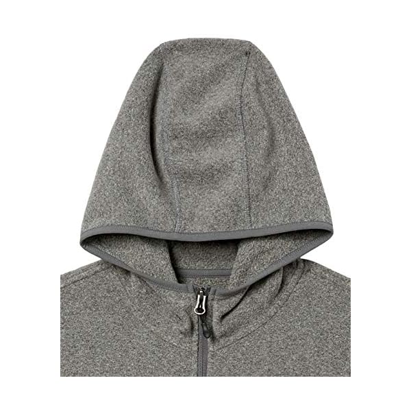 AMAZON ESSENTIALS Women's Long-Sleeve Hooded Full-Zip Polar Fleece Jacket, Charcoal Heather, Large