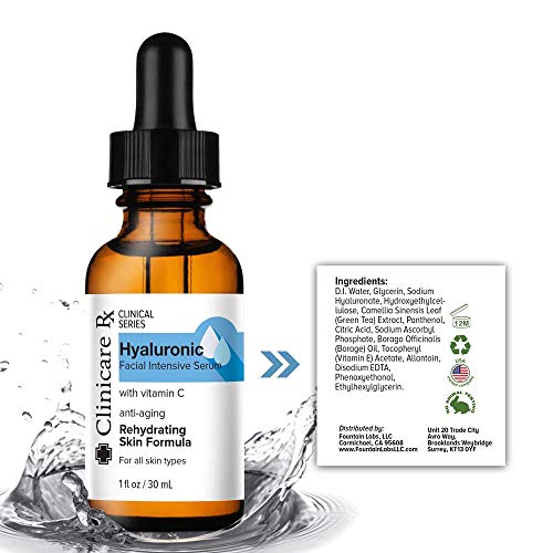 Hyaluronic Acid Serum for Face - Non-Greasy - Vegan Anti-Aging Serum with Intense Hydration & Moisturization - 1 Oz