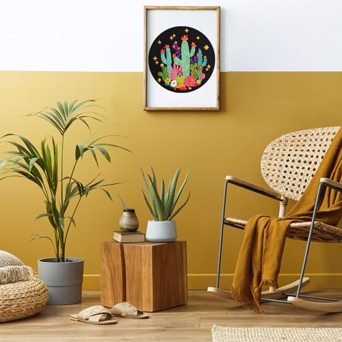 Image of Louise Maelys Cactus Embroidery Kit, Cross Stitch Kit for Beginner Adults | Cactus Embroidery Starter Kit With Stamped Fabric, Hoop, Threads, Needles And Instructions For Adults DIY Cross Stitch Craft