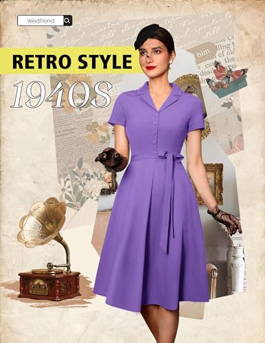 Image of Wedtrend Women's Vintage Tea Dress, Short Sleeve Cocktail Party Dress Work Church Casual Dress