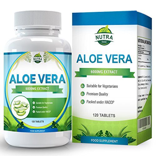 Aloe Vera 6000 mg, Supplemento alimentare per combattere la stitichezza, 120 Compresse, Nutra Rise