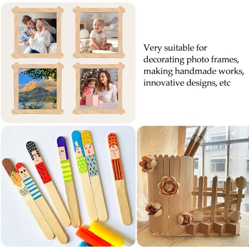 image for KTOJOY 200 Pcs Craft Sticks Ice Cream Sticks Natural Wood Popsicle Cra