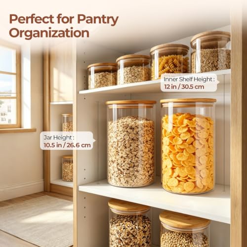 Image of ComSaf Flour Sugar Storage Containers 4 Qt, 2 Pack Glass Flour Container