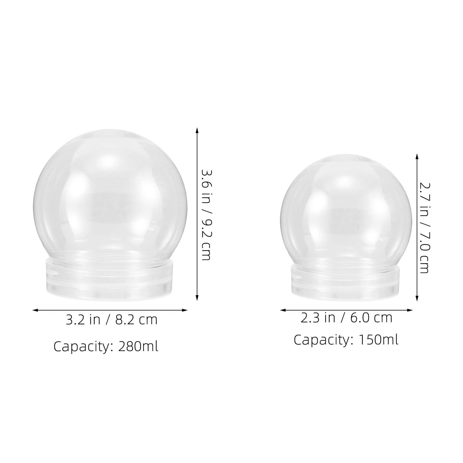 Operitacx 15 palle di neve vuote in plastica, kit fai da te per creare il tuo globo d'acqua, contenitore a cupola di Natale con tappo a vite per bomboniere di Natale 7,1/9,1 cm