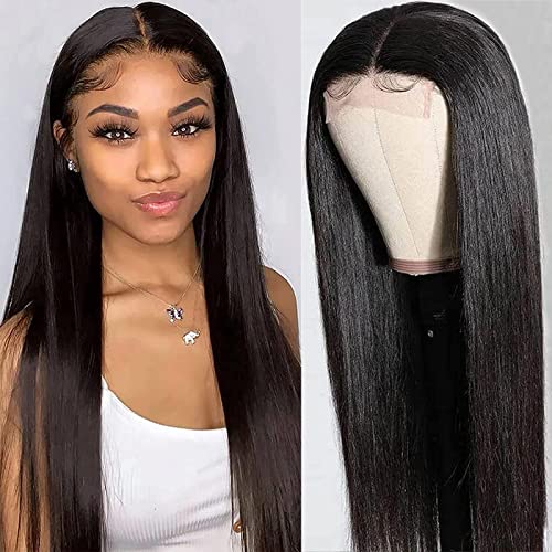 VTAOZI Lace Front Wigs Human Hair Straight 4x4 Lace Closure Wigs for Black Women Pre Plucked with Baby Hair 150% Density Brazilian Straight Lace Front Closure Wigs Human Hair 18 Inch