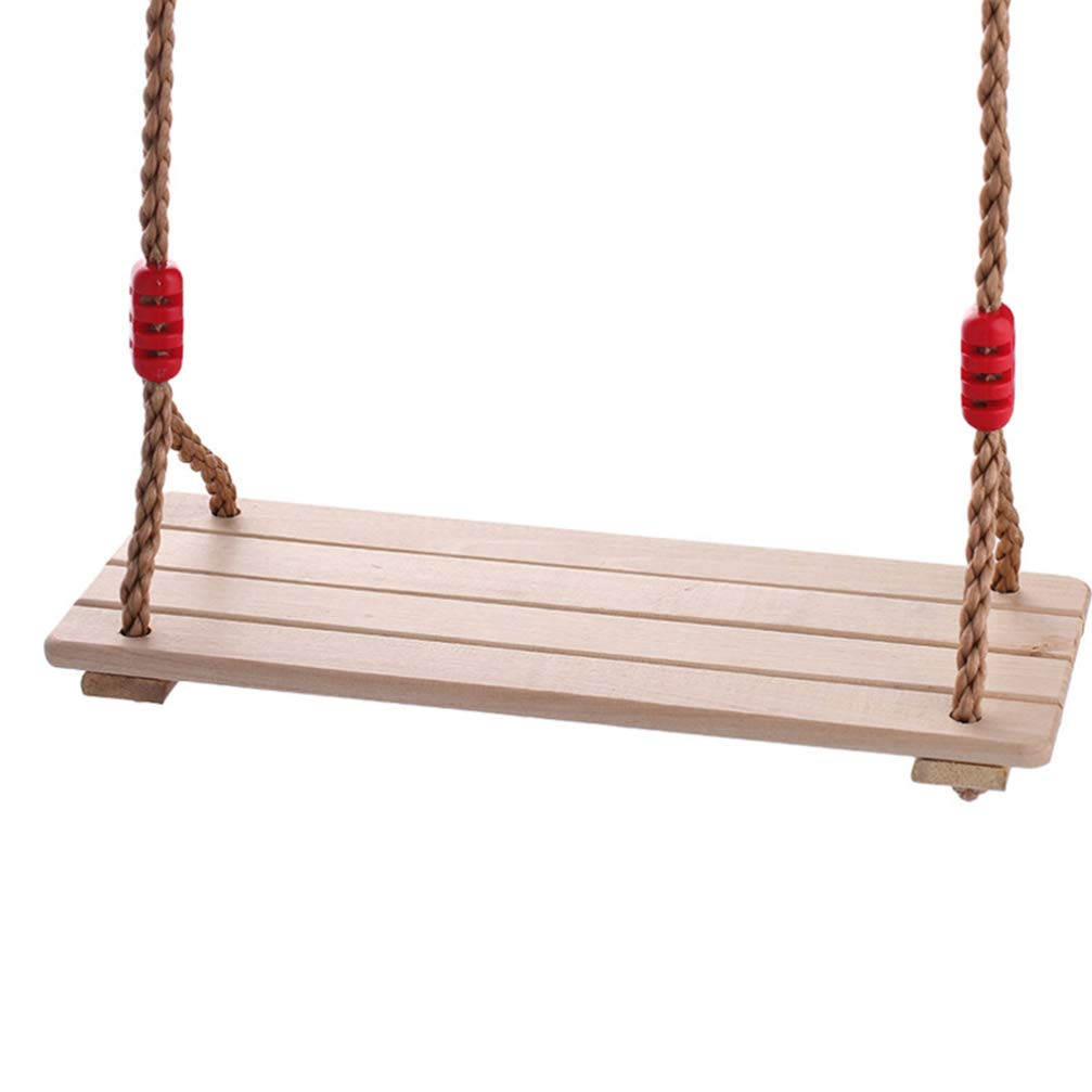 LIOOBO Wooden Hanging Swing Indoor Outdoor Swing Seat Hanging Rope Swing for Kids Adults