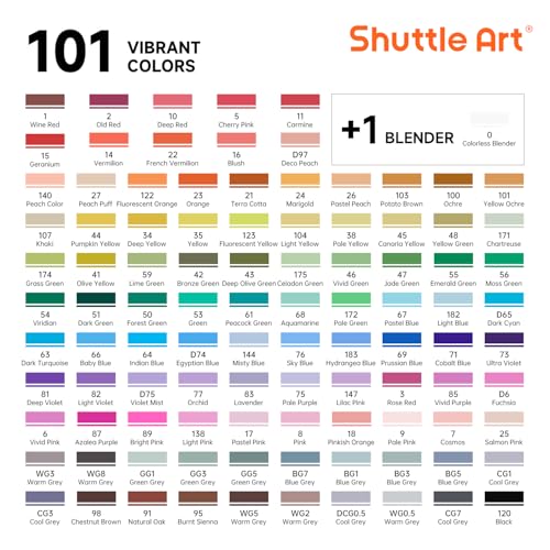 Shuttle Art Alkoholmarker Set mit 100 Farben und Blender