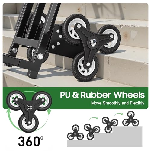 Carretilla plegable para escaleras con 6 ruedas, acero negro miniatura 5